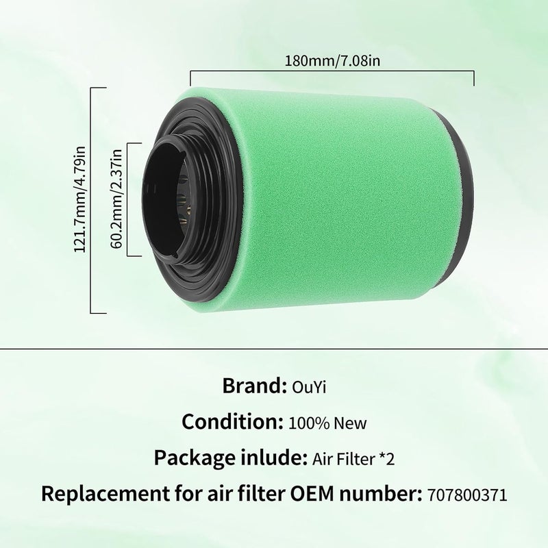 OuYi Motorcycle Air Filter 707800371 Compatible with Can-Am Outlander Max 450 500 570 650 800R 1000 1000R 2012-2019 Renegade 1000 1000R 850 800R 570 500 4x4 6x6 2012-2018 (2pcs) - Image 2